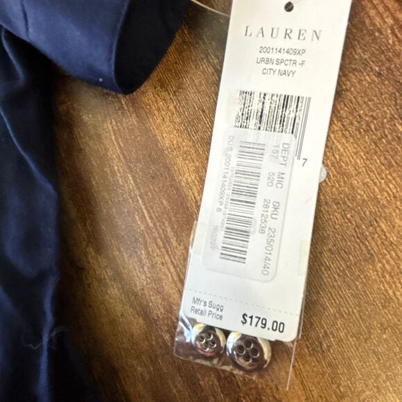NWT Ralph Lauren spectator button front shirt dress tie Sz 8 city navy blue - Picture 7 of 12